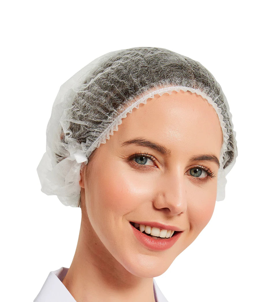 Disposable Non Woven Cap Stretchable White Caps – Head Cover for Hygiene, Pack of 100 Pcs