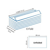 Origami C Fold, 21x29 cm, 150 Sheet, 30 GSM, Recycled Offwhite Paper