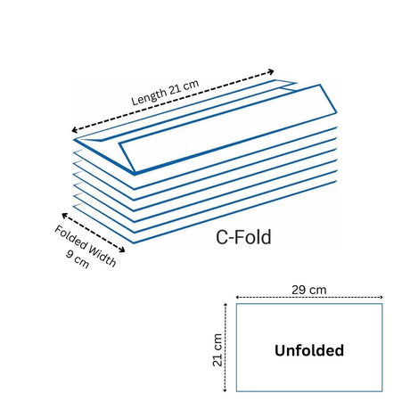 Origami C Fold, 21x29 cm, 150 Sheet, 30 GSM, Recycled Offwhite Paper