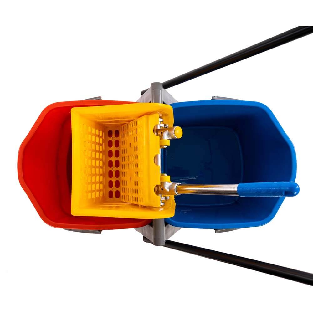 Hygiene Double Bucket Mop Wringer Trolley, 40 Ltrs. ( 2 Bucket of 20 Ltrs & 1 Down / Side Press Wringer )