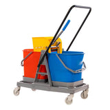 Hygiene Double Bucket Mop Wringer Trolley, 40 Ltrs. ( 2 Bucket of 20 Ltrs & 1 Down / Side Press Wringer )