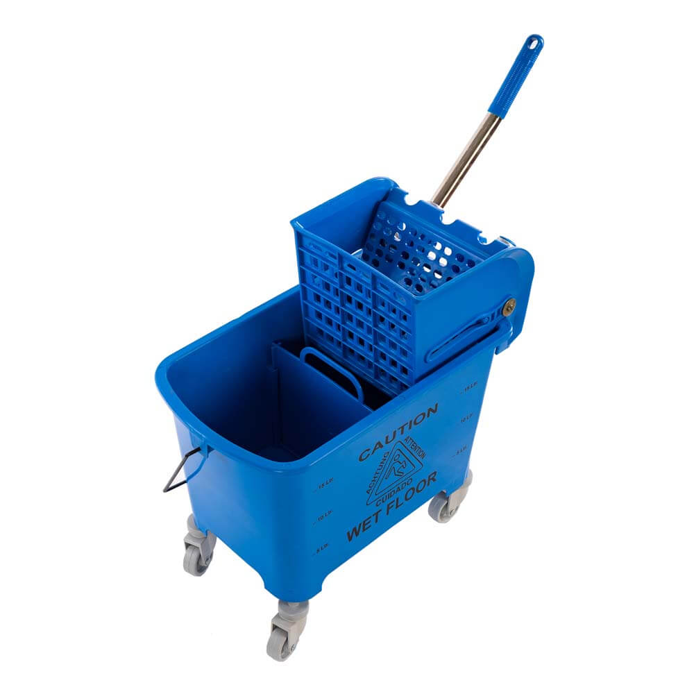 Hygiene Single Bucket Mop Wringer Trolley, 20 Ltrs. ( 1 Bucket of 20 Ltrs & 1 Down Press Wringer )