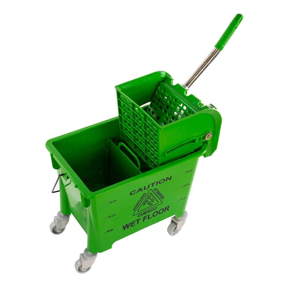 Hygiene Single Bucket Mop Wringer Trolley, 20 Ltrs. ( 1 Bucket of 20 Ltrs & 1 Down Press Wringer )