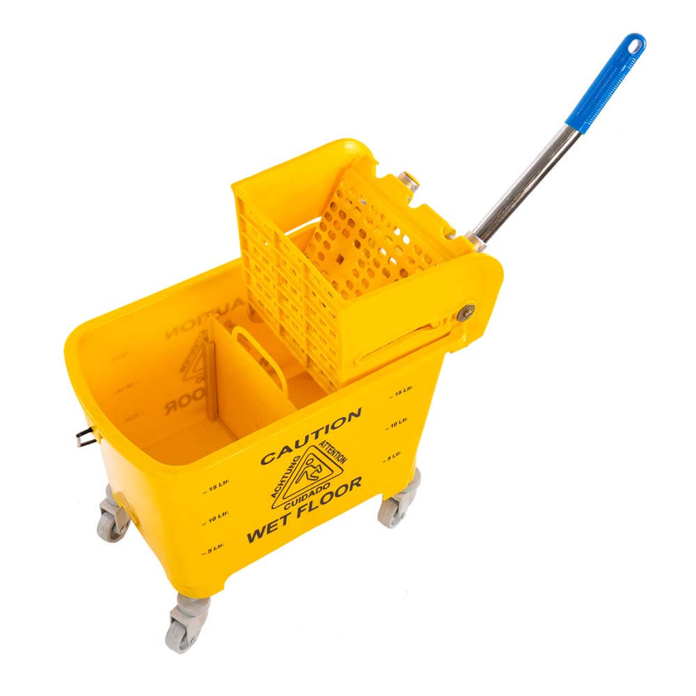 Hygiene Single Bucket Mop Wringer Trolley, 20 Ltrs. ( 1 Bucket of 20 Ltrs & 1 Down Press Wringer )