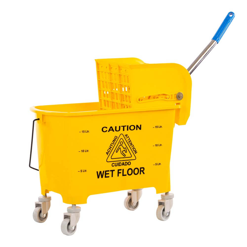 Hygiene Single Bucket Mop Wringer Trolley, 20 Ltrs. ( 1 Bucket of 20 Ltrs & 1 Down Press Wringer )