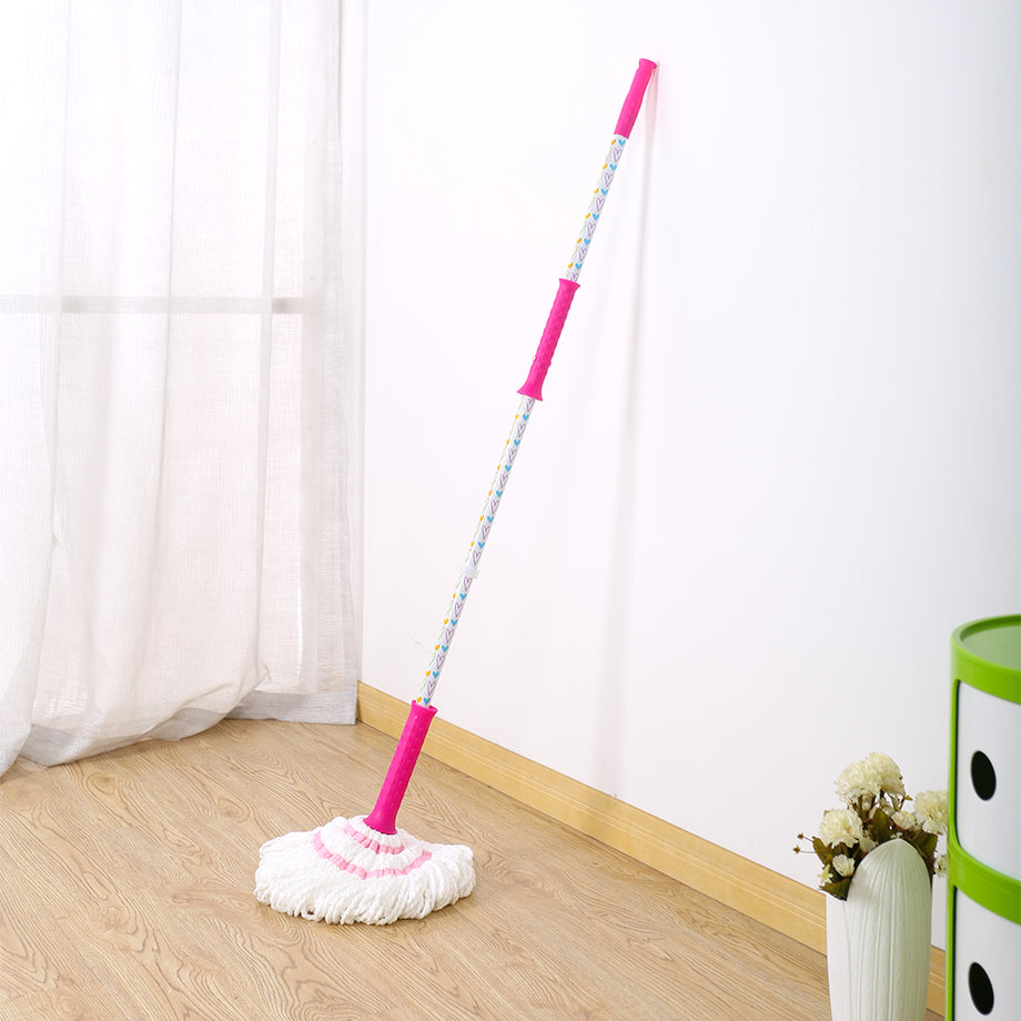 Dot Microfiber Imported Twist Mop With MS Colourful Handle