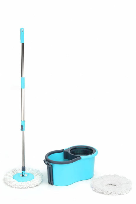 Marca - Bucket 360 ° Spin Mop Set, 2 Pcs Refill, Plastic Wringer - Multicolour
