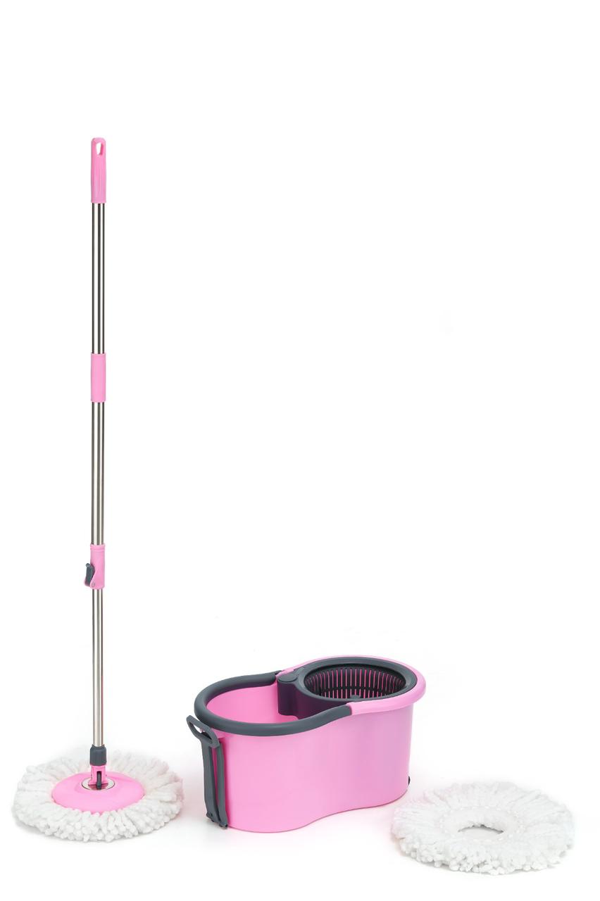 Marca - Bucket 360 ° Spin Mop Set, 2 Pcs Refill, Plastic Wringer - Multicolour