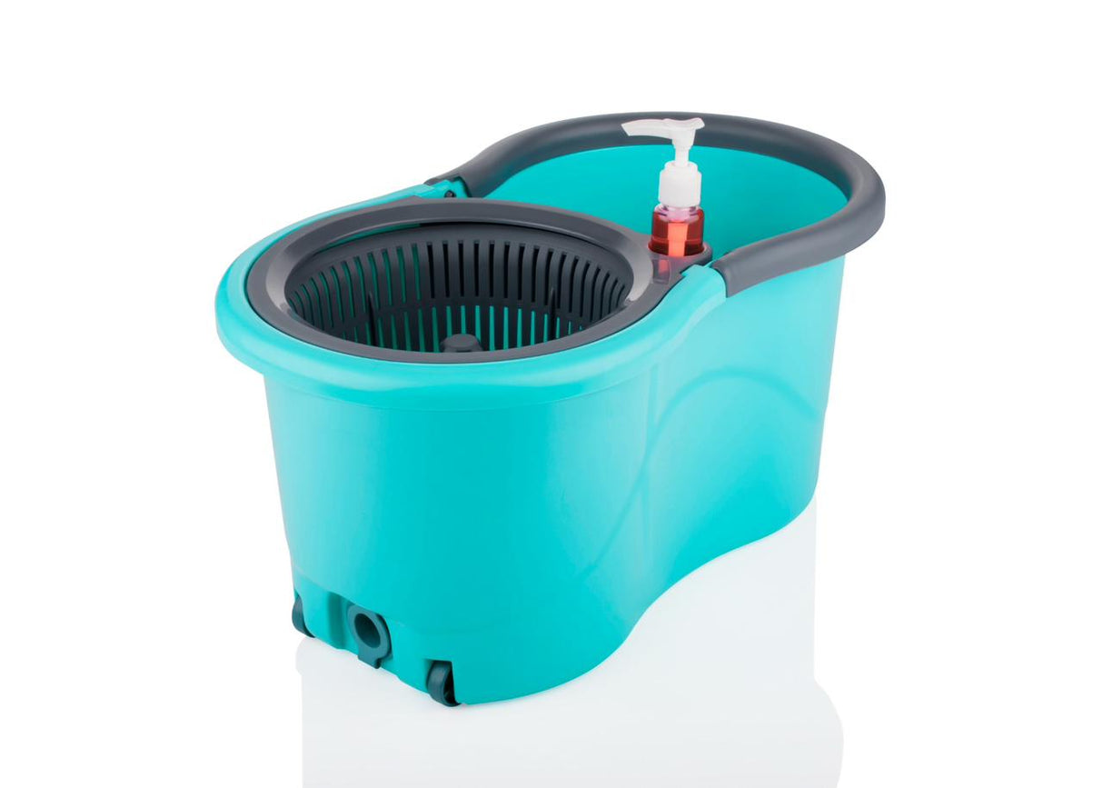 Marca - Bucket 360 ° Spin Mop Set, 2 Pcs Refill, Plastic Wringer - Multicolour