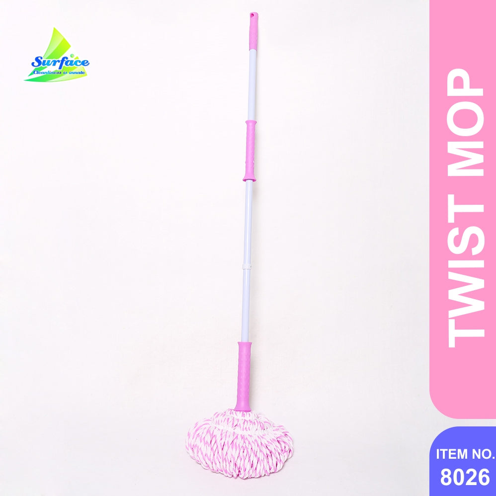 Dot Microfiber Imported Twist Mop With MS Colourful Handle, Multicolour