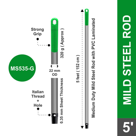 MS535 - 5 FT MS Rod with Italian Thread & Hole, Grey