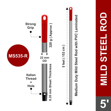 MS535 - 5 FT MS Rod with Italian Thread & Hole, Grey