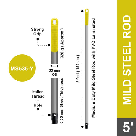 MS535 - 5 FT MS Rod with Italian Thread & Hole, Grey