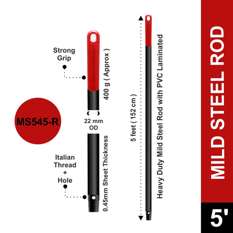 MS545 - 5 FT Heavy Duty MS Rod with Italian Thread & Hole