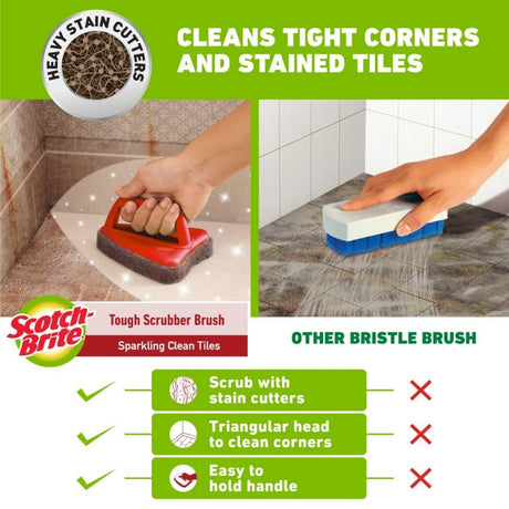 Scotch-Brite Bathroom Handle Scrubber Brush - Tough (Multicolour ,Pack of 1 piece)