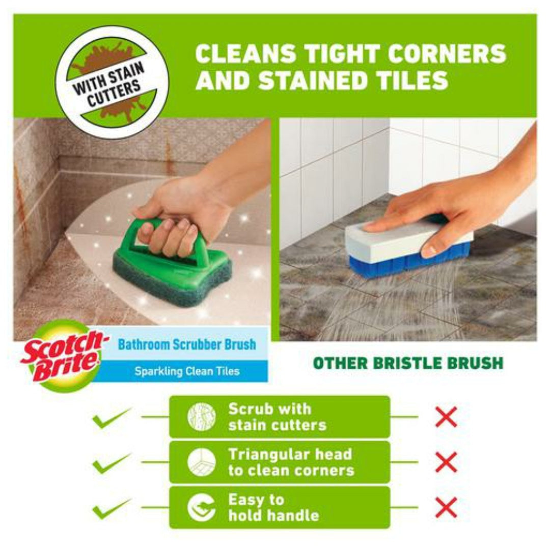 Scotch Brite Bathroom Handle Scrubber Brush - Green , 1 Pc