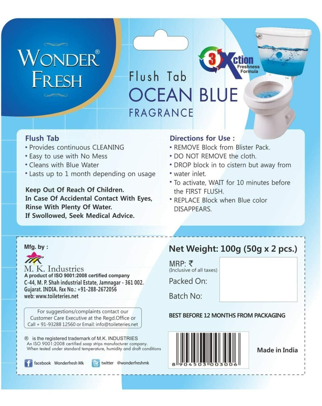 Ocean Blue Flush Tab with Original Pine Fragrance