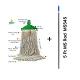 Friend Cotton Clip & Fit Wet Mop, Loop End + Tail Band, Grey, 350g
