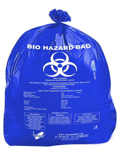 Bio Hazard Logo Printed Garbage Bag With Color Code