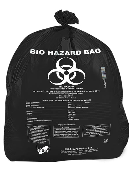 Bio Hazard Logo Printed Garbage Bag With Color Code
