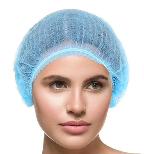 Disposable Non Woven Cap Stretchable Blue Caps – Head Cover for Hygiene, Pack of 100 Pcs