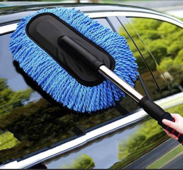 Microfiber Car Duster (Blue) Telescoping Extendable Interior Exterior Multipurpose Cleaning Brush for Car