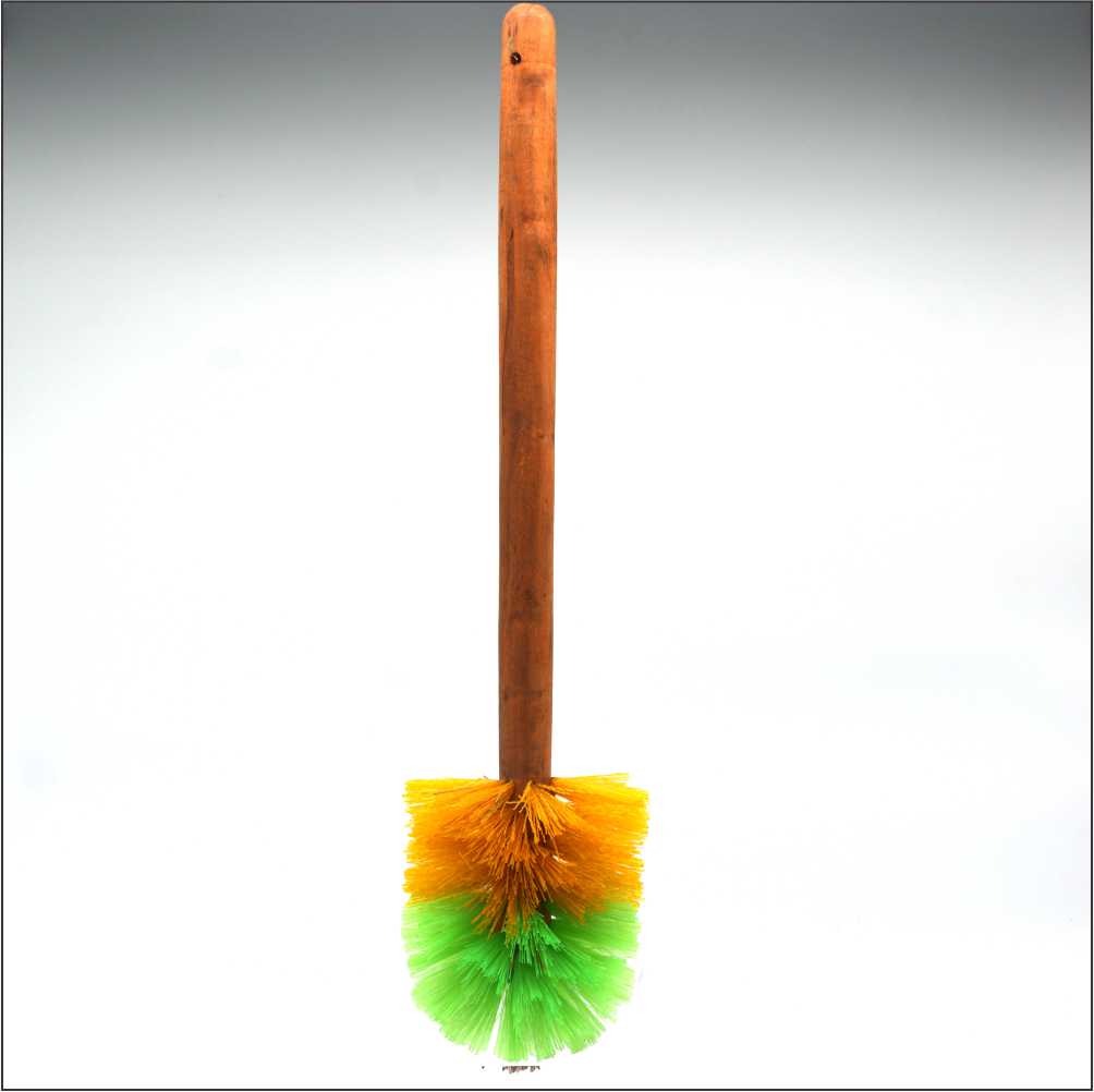 Raju Round Toilet Brush With Wooden Handle And Nylon Bristle