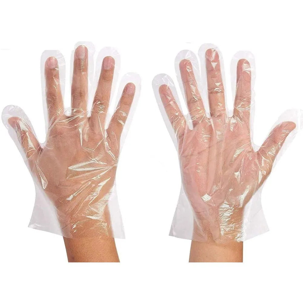 Plastic Disposeable Hand Gloves, 100 Pcs Pack ( 50 Pair ), 90g/Pack, Full Size, Large