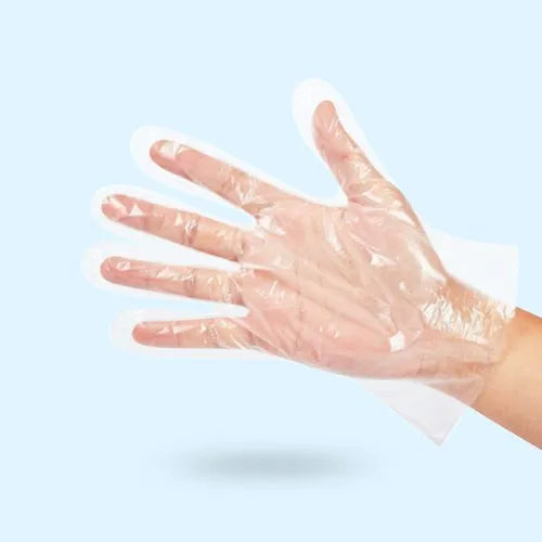 Plastic Disposeable Hand Gloves, 100 Pcs Pack ( 50 Pair ), 30g/Pack, Medium (Short Size )