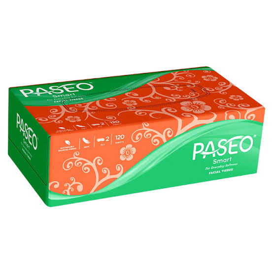 Paseo Smart Facial Tissue Box, 2 Ply, 100 Pulls, 18x20cm, Assorted Colour