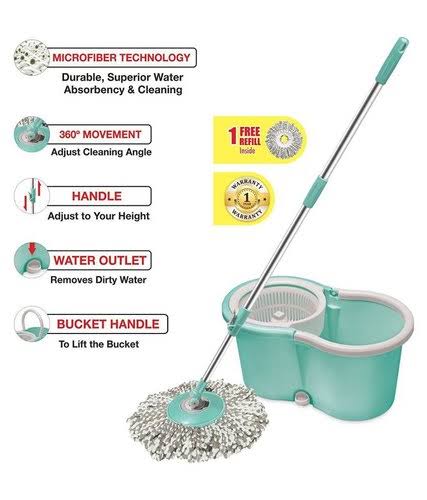Spotzero Smart Bucket 360 ° Spin Mop Set, 1 Pcs Refill Free