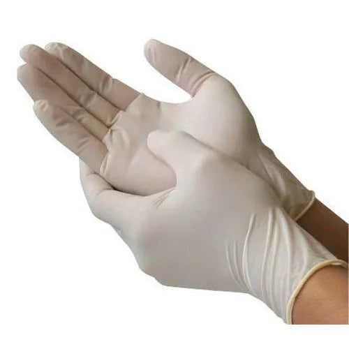 Latex Powdered Examination Disposable Hand Gloves - White Pack of 100 pcs ( 50 Pairs )