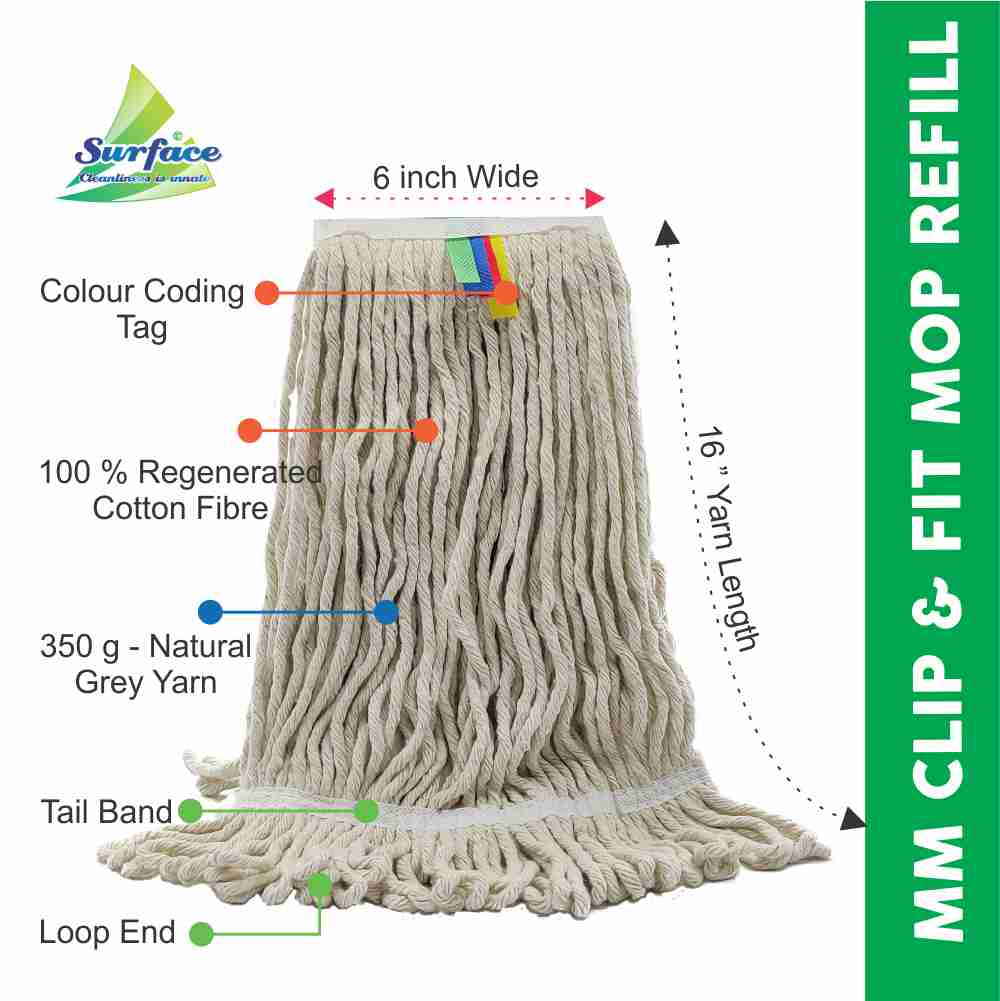 Refill of Freddy Cotton Clip & Fit Kentucky Wet Mop Refill, Loop End, 350g