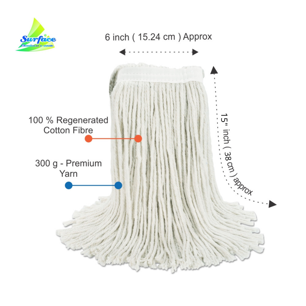 LR300 Legend Cotton Clip & Fit Wet Mop Refill, Cut End with Tail Band, 300g