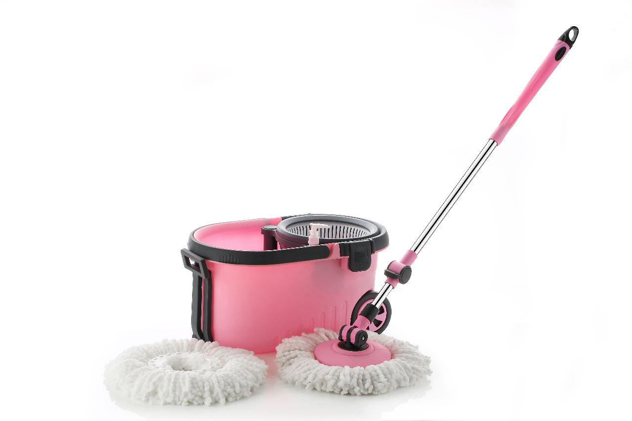 Mundo Bucket 360 ° Spin Mop Set, 2 Pcs Refill, Stainless Steel Wringer - Multicolour