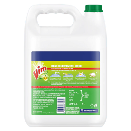 Vim Professional Hand Dishwash Liquid Gel, 5 L