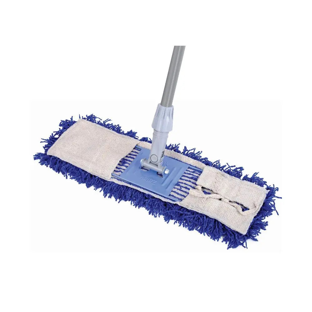 W18 - Wave Dry Mop With Blue Woolen Refill + Non Foldable MS Frame, 18" ( 45cm )